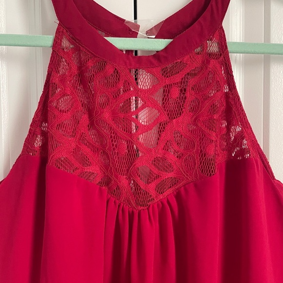 vanberfia Tops - Elegant Red Lace Women's Dress